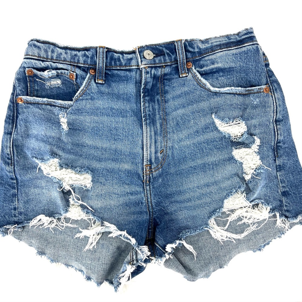 Abercrombie & Fitch Curve Love The Mom Short High Rise Distressed Sz 29/8